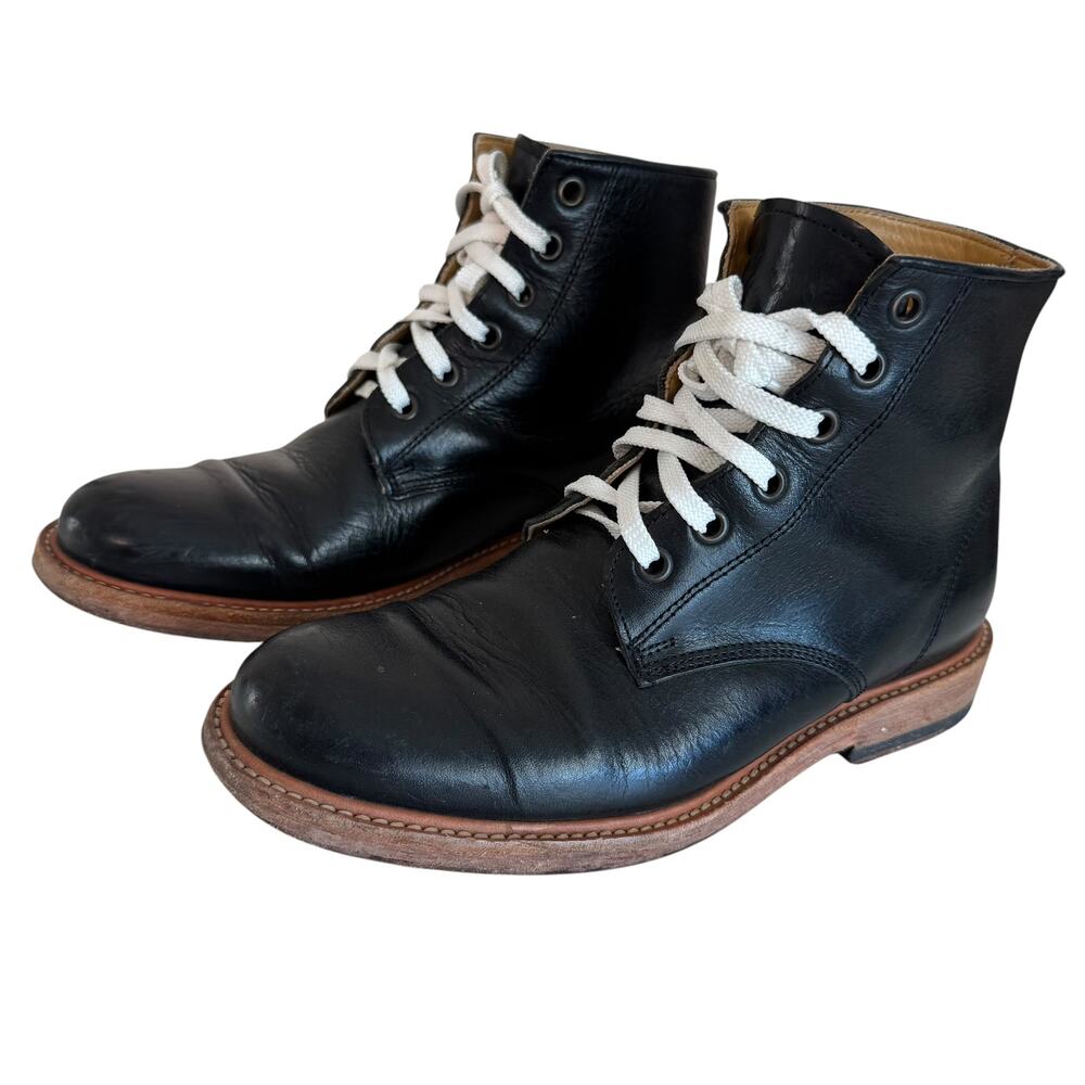 Will Leather Goods Black Leather Lace Up Boots Size 7 ankle boots